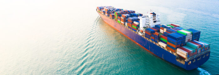 ship carrying containers in import export business 